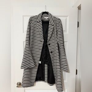 Derek Lam Black and White Houndstooth Trench Coat